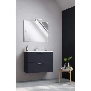 Mobile Completo di Specchio e Led 'Mia' Antracite 80cm - VitrA - fronte