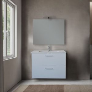 Mobile Completo di Specchio e Led 'Mia' Bianco Lucido 80cm - VitrA - fronte
