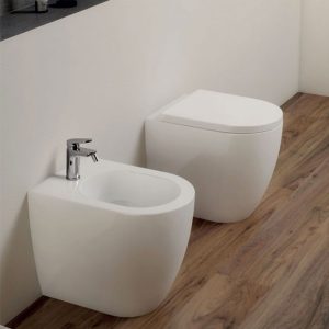 WC + Bidet + Coprivaso Frizionato Comoda Cotone - Azzurra