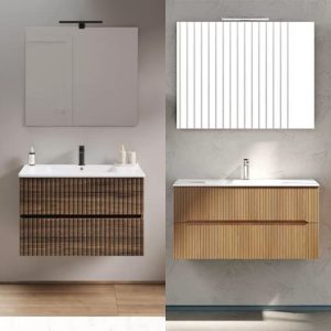 Mobile 70 Easy Cannettato - Lavabo integrato e specchio