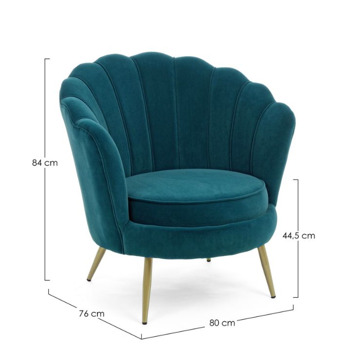 Poltrona 'Giliola' Blu in Velluto - Bizzotto - misure